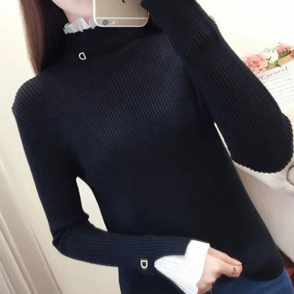 Jersey de Cuello Alto para Mujer con Puños Acabados en Canalé | Ideal para Días Fríos