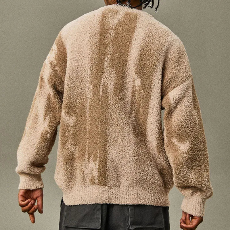 Jersey con Motivo Abstracto Integral y Acabados Acanalados para Hombre | Ideal para Uso Diario