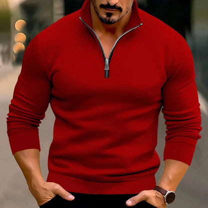Jersey De Manga Larga Con Cuello Alto Y Cremallera Para Hombre | Ideal Para Uso Diario Y Profesional