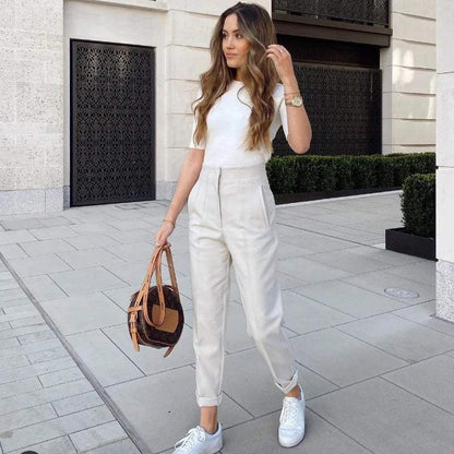 Pantalón De Talle Alto Y Corte Recto Para Mujer | Ideal Para Uso Diario Y Profesional