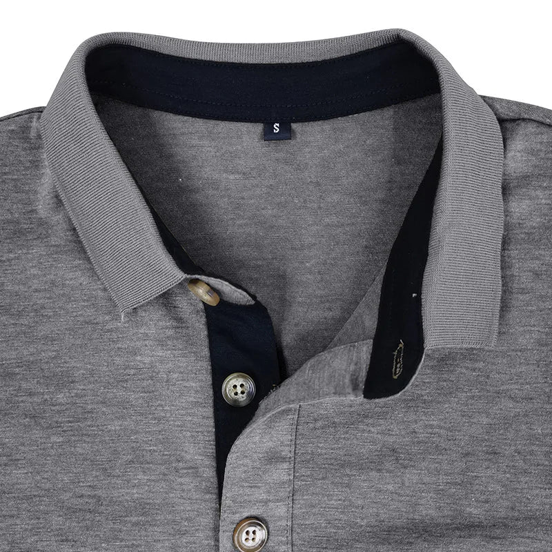Camisa De Manga Larga Con Col Interior Contrastado Y Bolsillo En El Pecho Para Hombre | Ideal Para Uso Profesional E Informal