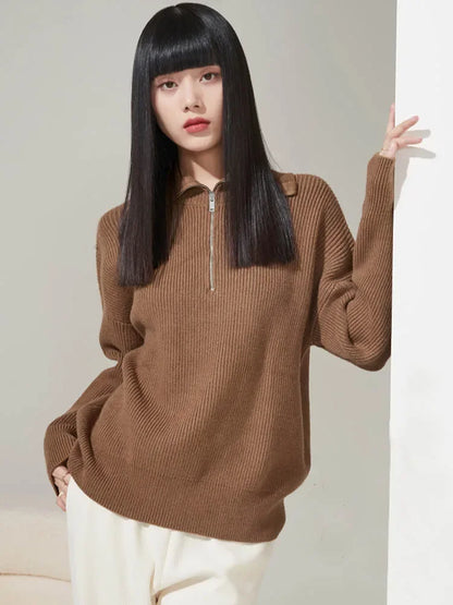 Jersey Con Cuello Alto Y Cierre De Cremallera Para Mujer | Ideal Para Otoño E Invierno