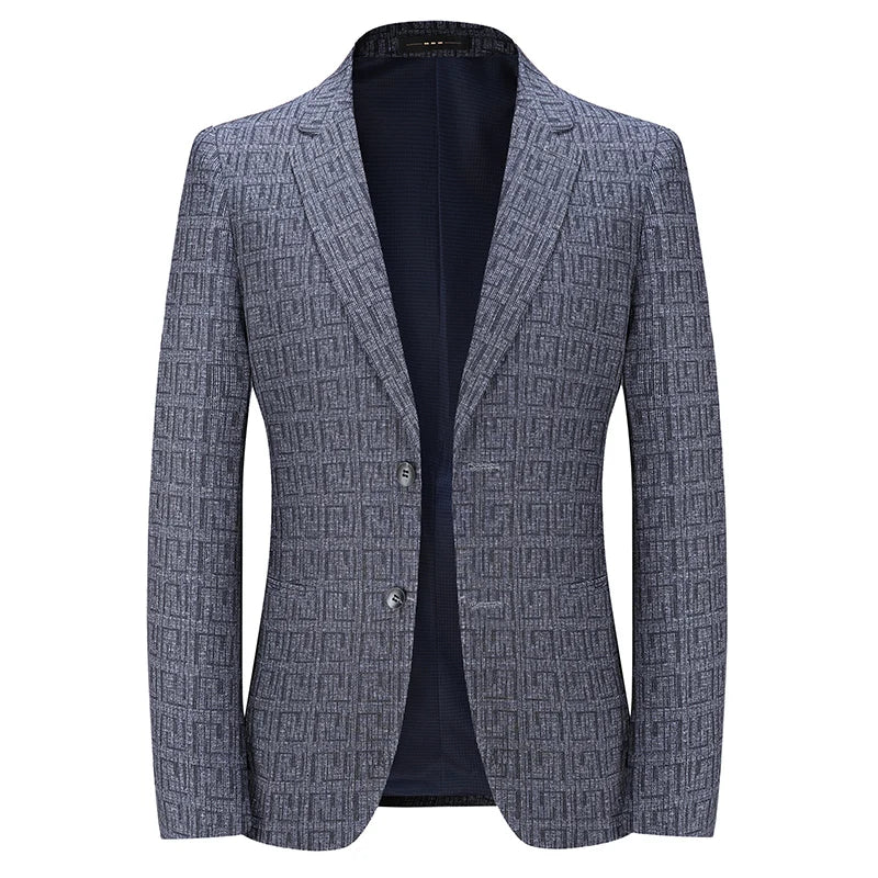 Blazer Con Motivo Geométrico Y Corte Estándar Para Hombre | Ideal Para Usos Formales Y Semi-Formales
