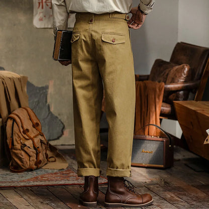Pantalón Casual de Corte Recto con Pliegue Frontal y Bolsillos para Hombre | Ideal para Uso Diario