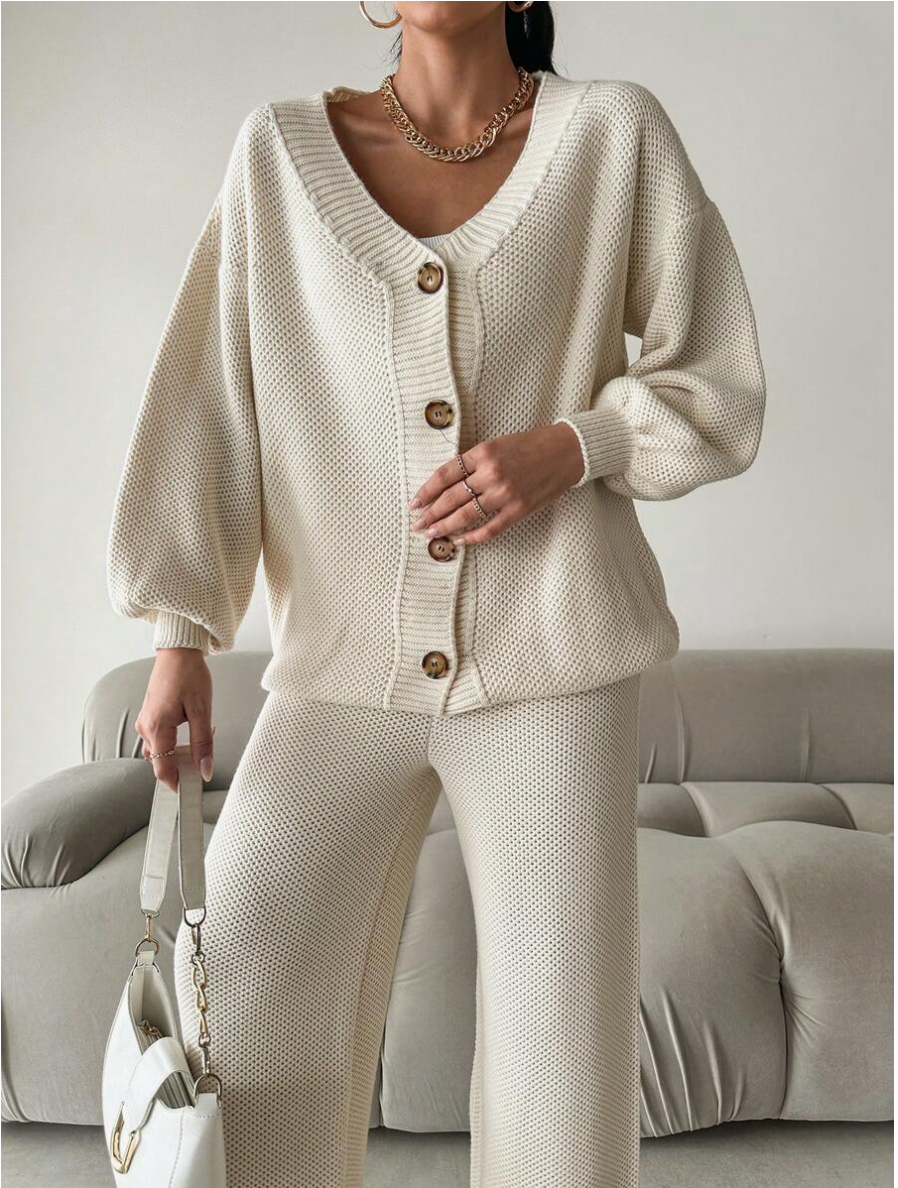 Conjunto de Dos Piezas con Cuello en V para Mujer | Ideal para Uso Diario y Salidas