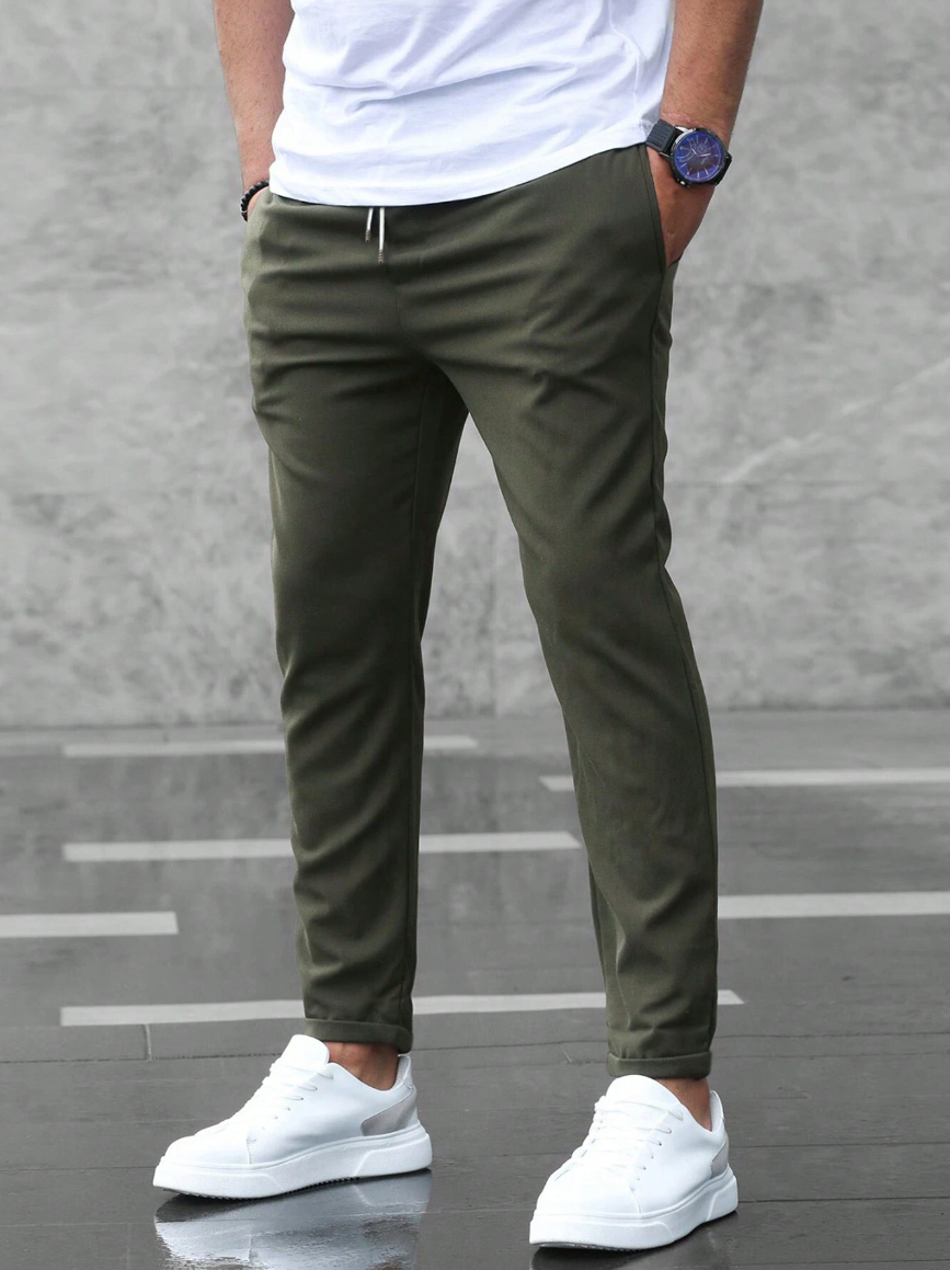 Pantalón Chino Slim Kaki Para Hombres | Ideal Para Uso Diario Y Profesional