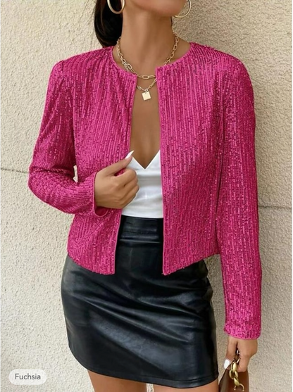 Veste Con Sequins Y Corte Abierto Para Mujer | Ideal Para Eventos De Noche Y Ocasiones Especiales