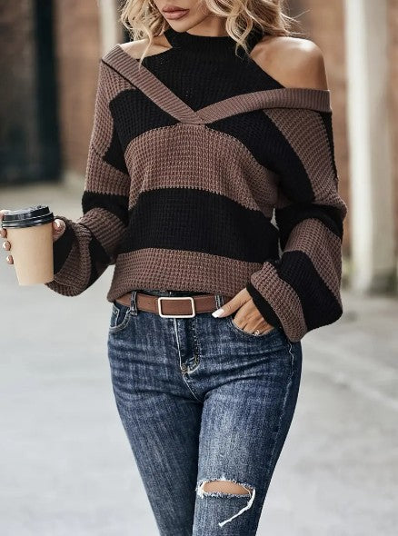 Jersey De Punto A Rayas Con Corte Recto Para Mujer | Ideal Para Uso Diario