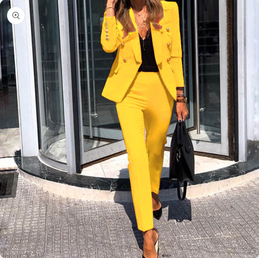 Conjunto De Traje con Chaqueta y Pantalón para Mujer | Ideal para Uso Diario y Entornos Formales