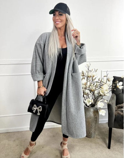 Abrigo De Talla Grande Con Bolsillos Para Mujer | Ideal Para Otoño E Invierno