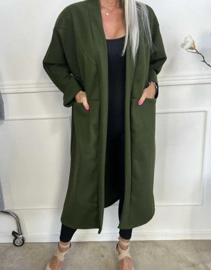 Abrigo De Talla Grande Con Bolsillos Para Mujer | Ideal Para Otoño E Invierno