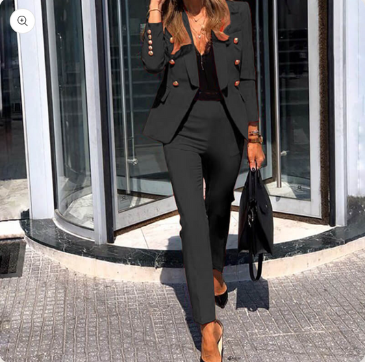 Conjunto De Traje con Chaqueta y Pantalón para Mujer | Ideal para Uso Diario y Entornos Formales