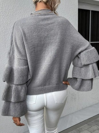 Jersey De Punto Con Diseño En Capas Y Mangas Acampanadas Para Mujer | Ideal Para Otoño E Invierno