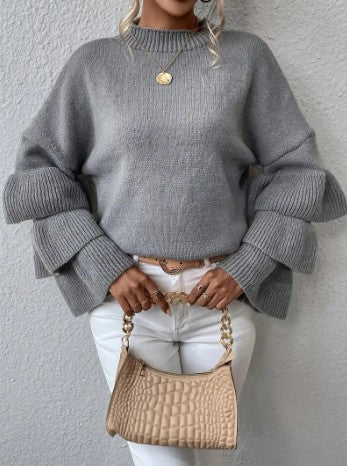 Jersey De Punto Con Diseño En Capas Y Mangas Acampanadas Para Mujer | Ideal Para Otoño E Invierno
