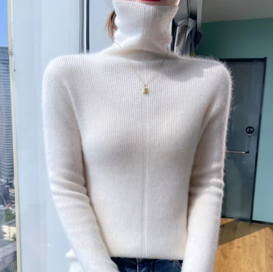 Jersey De Cuello Alto Con Ajuste Entallado Para Mujer | Ideal Para Uso Diario Y Oficina
