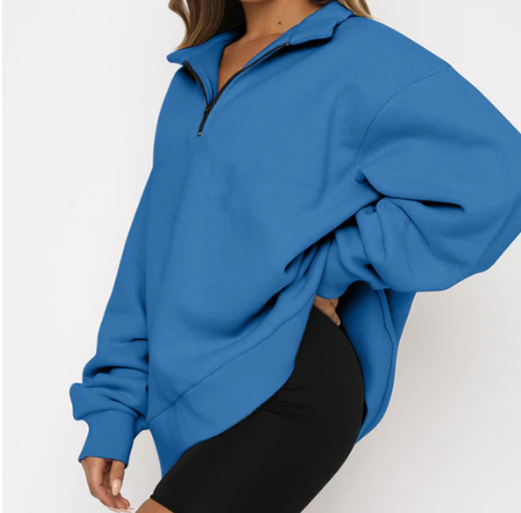 Sudadera con Cremallera Parcial y Corte Amplio para Mujer | Ideal para Uso Diario en Clima Fresco