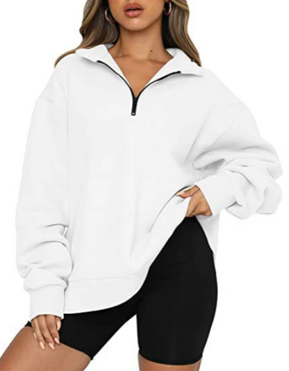 Sudadera con Cremallera Parcial y Corte Amplio para Mujer | Ideal para Uso Diario en Clima Fresco
