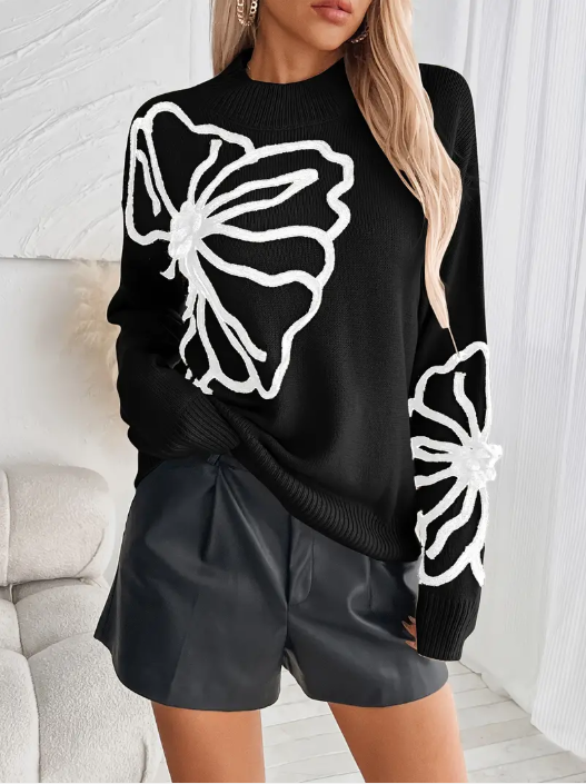 Jersey De Punto Con Bordado Floral Para Mujer | Ideal Para Uso Diario