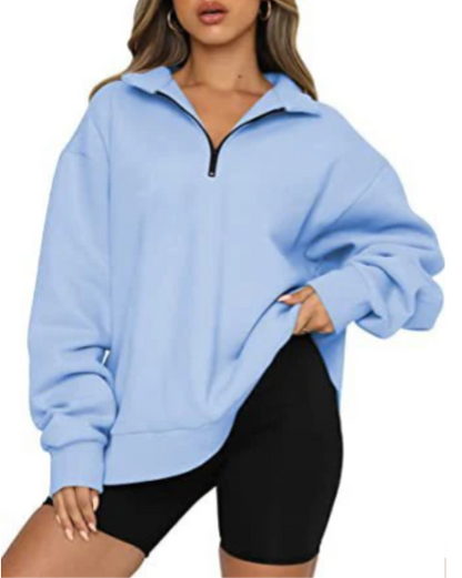 Sudadera con Cremallera Parcial y Corte Amplio para Mujer | Ideal para Uso Diario en Clima Fresco
