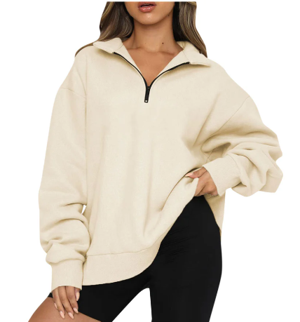 Sudadera con Cremallera Parcial y Corte Amplio para Mujer | Ideal para Uso Diario en Clima Fresco