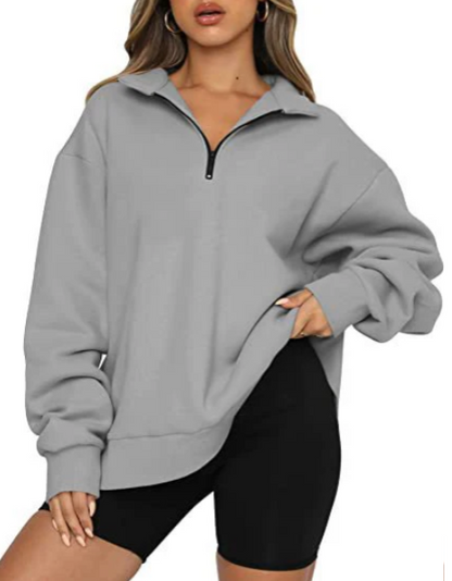 Sudadera con Cremallera Parcial y Corte Amplio para Mujer | Ideal para Uso Diario en Clima Fresco