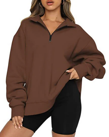 Sudadera con Cremallera Parcial y Corte Amplio para Mujer | Ideal para Uso Diario en Clima Fresco