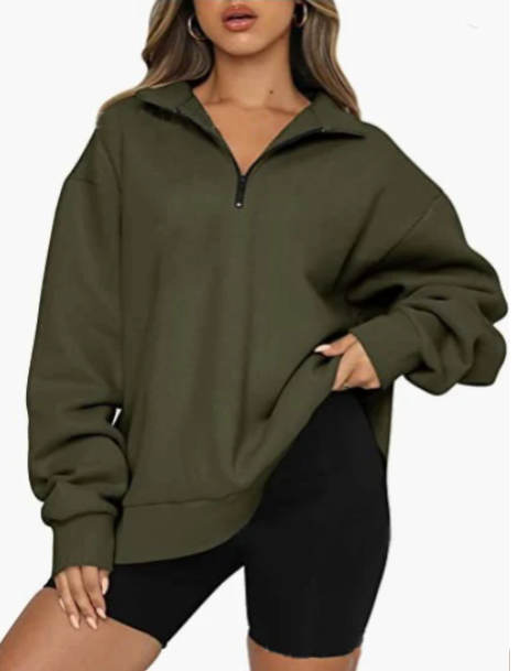 Sudadera con Cremallera Parcial y Corte Amplio para Mujer | Ideal para Uso Diario en Clima Fresco