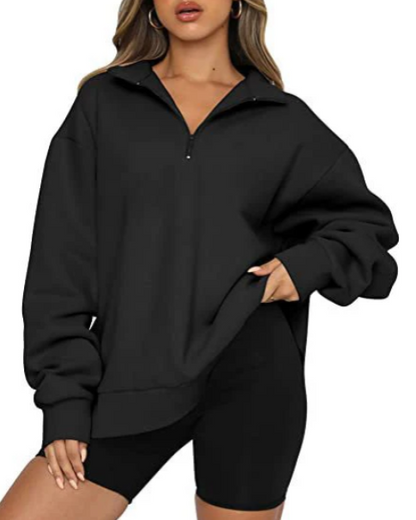 Sudadera con Cremallera Parcial y Corte Amplio para Mujer | Ideal para Uso Diario en Clima Fresco