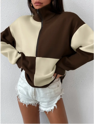 Sudadera Con Diseño De Bloques De Color Para Mujer | Ideal Para Uso Diario