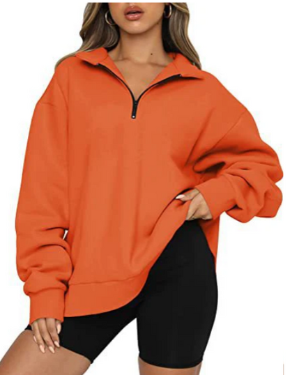 Sudadera con Cremallera Parcial y Corte Amplio para Mujer | Ideal para Uso Diario en Clima Fresco