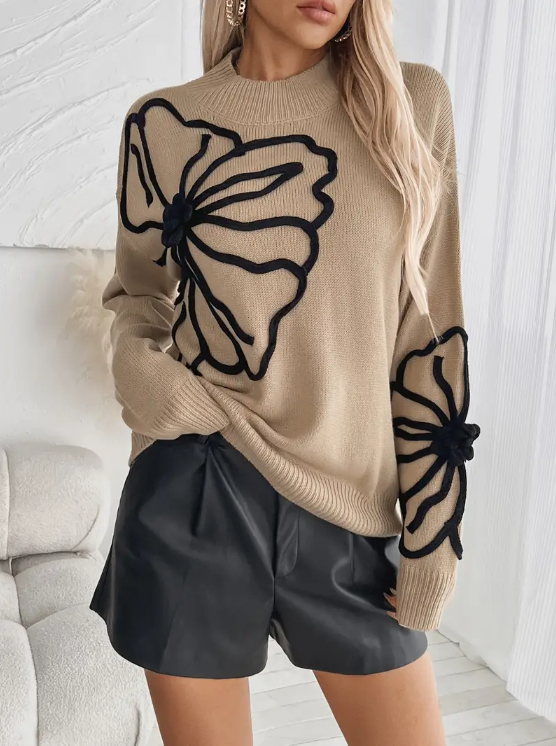 Jersey De Punto Con Bordado Floral Para Mujer | Ideal Para Uso Diario