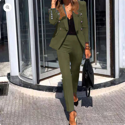Conjunto De Traje con Chaqueta y Pantalón para Mujer | Ideal para Uso Diario y Entornos Formales