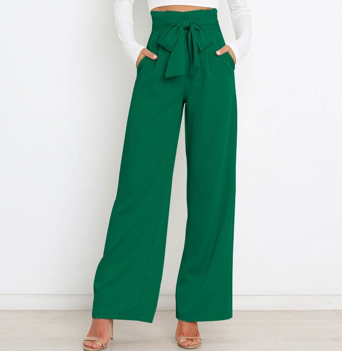 Pantalón De Talle Alto Con Piernas Anchas Y Cinturón Para Mujer | Ideal Para Uso Diario Y Profesional