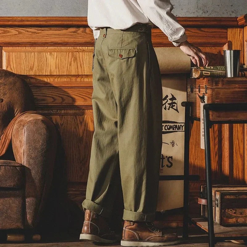 Pantalón Casual de Corte Recto con Pliegue Frontal y Bolsillos para Hombre | Ideal para Uso Diario