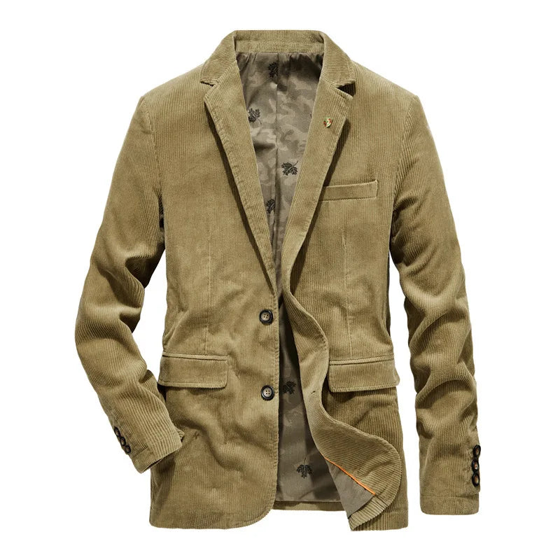 Blazer Marrón Con Corte Recto Y Aspecto Côtelé Para Hombre | Ideal Para Uso Profesional Y Eventos