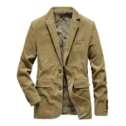 Blazer Marrón Con Corte Recto Y Aspecto Côtelé Para Hombre | Ideal Para Uso Profesional Y Eventos