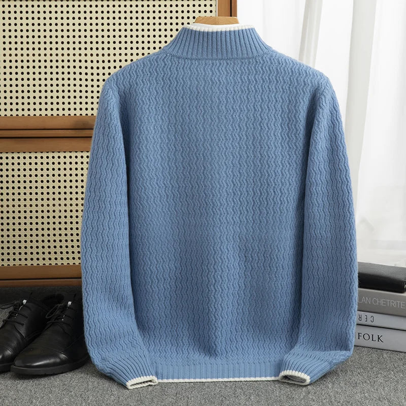 Jersey con Media Cremallera y Textura Acanalada en Zigzag para Hombre | Ideal para Entretiempo