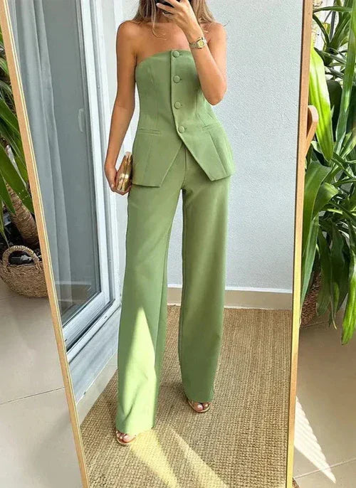 Conjunto De Top Sin Mangas y Pantalón Largo para Mujer | Ideal para Uso Diario