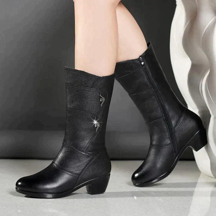 Botas De Invierno De Caña Media Con Tacón Bajo Para Mujer | Ideal Para Uso Diario