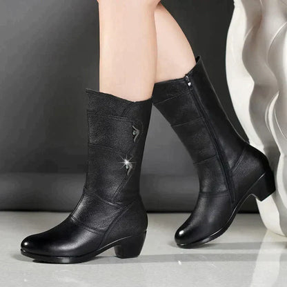 Botas De Invierno De Caña Media Con Tacón Bajo Para Mujer | Ideal Para Uso Diario