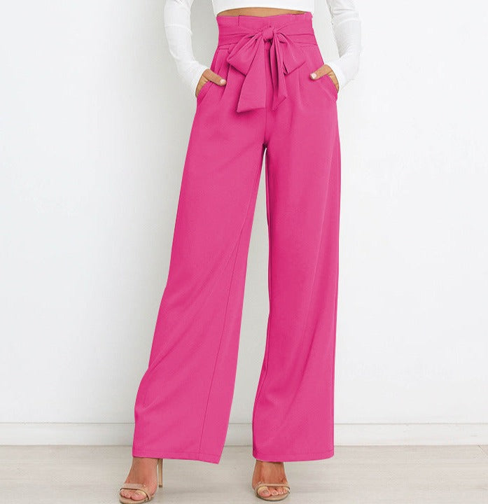 Pantalón De Talle Alto Con Piernas Anchas Y Cinturón Para Mujer | Ideal Para Uso Diario Y Profesional