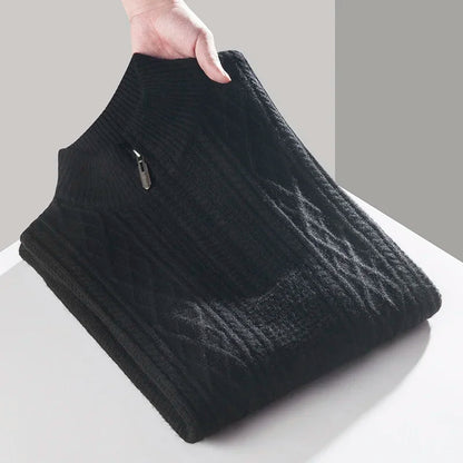 Jersey con Motivo Trenzado Vertical y Cuarto de Cremallera para Hombre | Ideal para Entretiempo