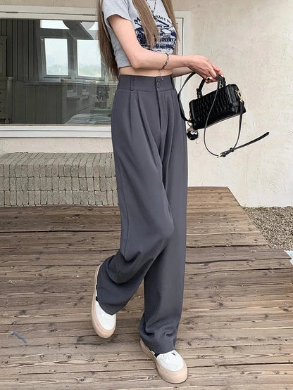 Pantalón de Talle Alto con Corte Amplio y Bolsillos Laterales para Mujer | Ideal para Uso Diario