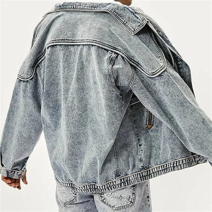 Chaqueta Vaquera Para Hombre De Corte Ajustado Con Bolsillos Funcionales | Ideal Para Uso Diario Y Actividades Informales