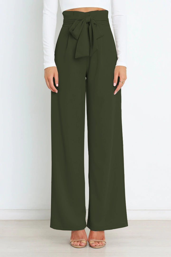 Pantalón De Talle Alto Con Piernas Anchas Y Cinturón Para Mujer | Ideal Para Uso Diario Y Profesional