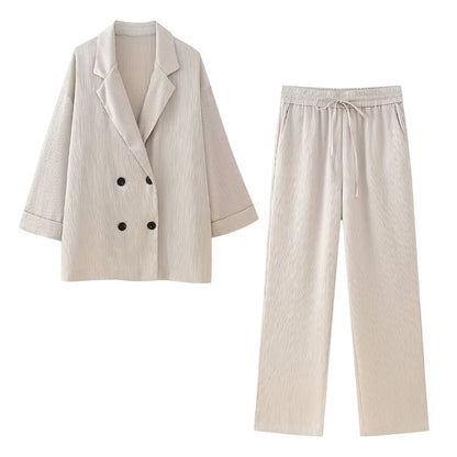 Conjunto De Dos Piezas Con Blazer Y Pantalón Recto Para Mujer | Ideal Para Uso Profesional Y Formal
