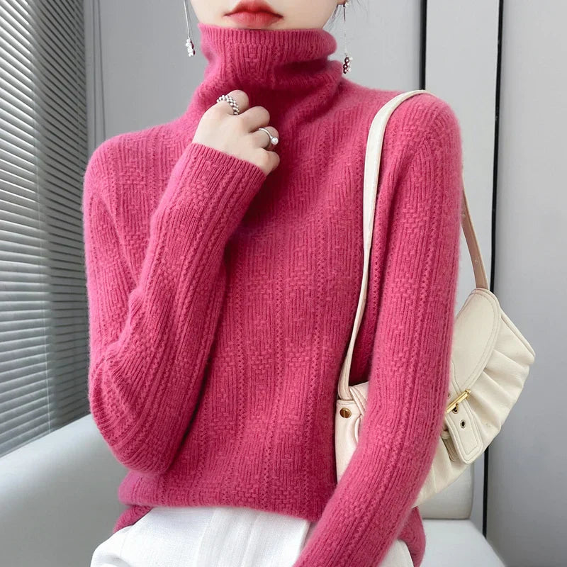 Jersey De Cuello Alto Con Diseño De Punto Para Mujer | Ideal Para Otoño E Invierno
