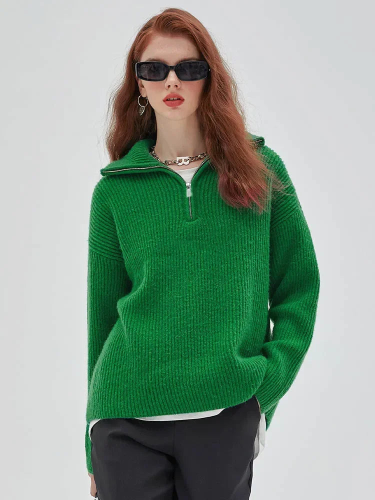 Jersey Con Cuello Alto Y Cierre De Cremallera Para Mujer | Ideal Para Otoño E Invierno