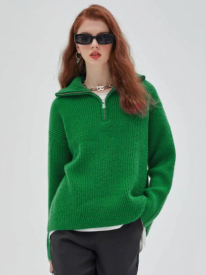 Jersey Con Cuello Alto Y Cierre De Cremallera Para Mujer | Ideal Para Otoño E Invierno