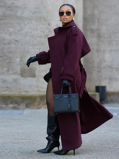 Abrigo Largo con Cierre Cruzado para Mujer | Ideal para Otoño e Invierno